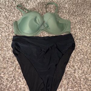 Aerie Green and Black Bikini Swimwear